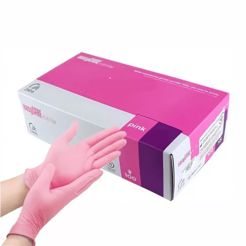 ZARYS easyCARE nitril kesztyű 100db, S méret, púdermentes RÓZSASZÍN A100, nem steril