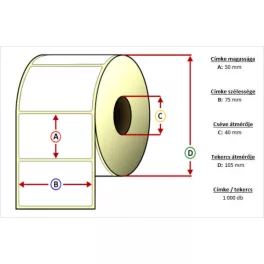 Tekercses THERMO címke 50x75mm 1200 db/tekercs