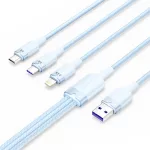 Vention USB-A 2.0/M -> USB-C/Lightning/Micro USB-B, 1,5m,(blue,6A,3in1), kábel