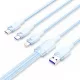 Vention USB-A 2.0/M -> USB-C/Lightning/Micro USB-B, 1,5m,(blue,6A,3in1), kábel