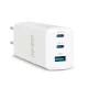 Delight USB-A 20W + Type-C (USB-C)  PD45W adapter 65W (55042), DC 5-20V, gyorstöltéssel, fehér