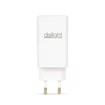 Delight USB-A 20W + Type-C (USB-C)  PD45W adapter 65W (55042), DC 5-20V, gyorstöltéssel, fehér