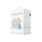 DeepCool Cooler 12cm - FL12 SE WH (3in1) (28.67dB; max.86,20 m3/h; 3x12cm, 3pin; hydro bearing, ház hűtésre, RGB, PWM)