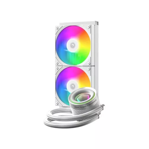 ID-Cooling CPU Water Cooler - FX240 INF WHITE (27.2dB; max. 98,54 m3/h; 2x12cm, A-RGB, fehér)