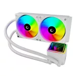 Rampage CPU Water Cooler - INFINITE V240 (Mágneses kijelző, 36,9dB max., 98,54 m3/h; 2x12cm, A-RGB LED, fehér)