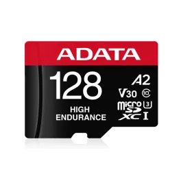   ADATA MicroSD kártya - 128GB microSDXC UHS-I U3 Class10 A2 V30S High Endurance (R/W: 100/85 MB/s, 24/7 record) + adapter