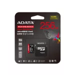 ADATA MicroSD kártya - 256GB microSDXC UHS-I U3 Class10 A2 V30S High Endurance (R/W: 100/85 MB/s, 24/7 record) + adapter