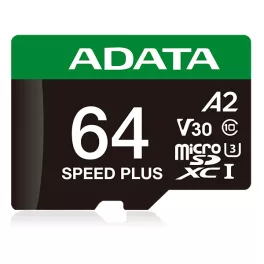   ADATA MicroSD kártya - 64GB microSDXC UHS-I U3 Class10 A2 V30 (R/W: 160/140 MB/s) + adapter