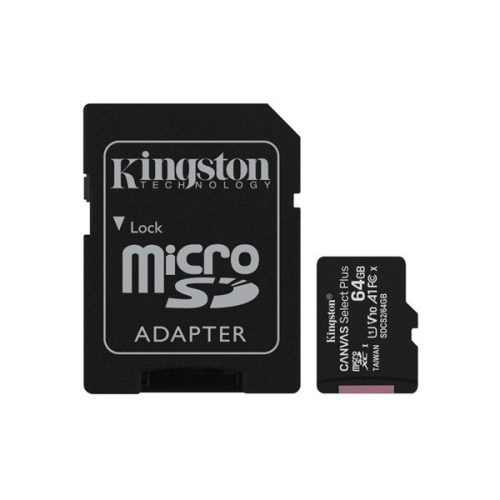 Kingston MicroSD kártya - 64GB CLASS 10 Canvas Select Plus + Adapter