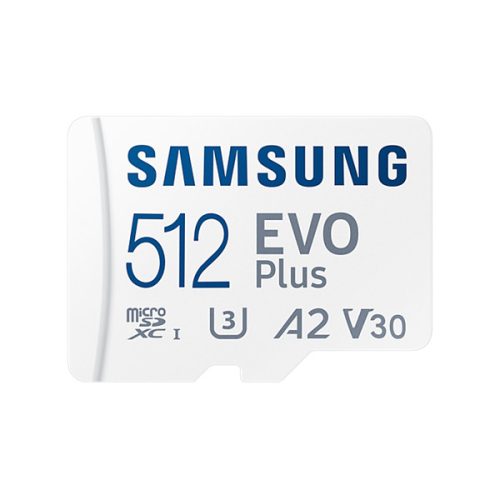 Samsung MicroSD kártya - 512GB MB-MC512KA/EU (EVO PLUS, MicroSDXC, UHS-I, R130, adapter, 512GB)