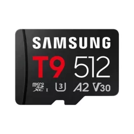   Samsung Memóriakártya - MB-MH512T/WW (T9, 512GB, microSDXC, UHS-I, U3, V30, A2, R200/W130)