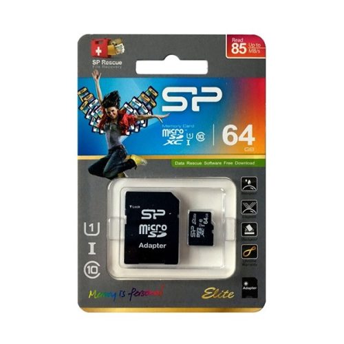 Silicon Power MicroSD kártya -  64GB microSDXC Elite UHS-1 U1 + adapter