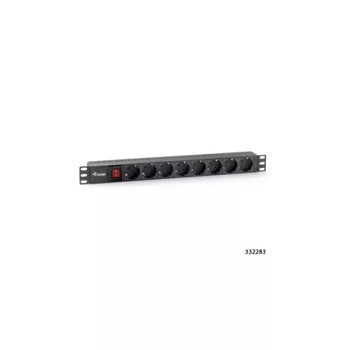 Equip Hálózati Elosztó - 333283 (Schuko, 8 Schuko, Rack 1U, 1,8m kábel, fekete)
