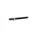 Equip Hálózati Elosztó - 333312 (C14, 6x Schuko, Rack 1U, biztosíték, 1,8m kábel, aluminium, fekete)