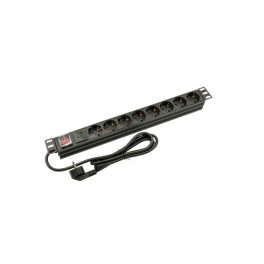   Walisec Hálózati Elosztó - PDU-EU08S (Schuko, 8 Schuko, Rack 1U, 1,8m kábel, aluminium, fekete)