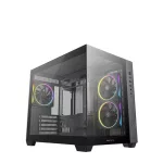 DeepCool Számítógépház - CG330 3F (fekete, ablakos, 3x12cm A-RGB, BTF, mATX, 2xUSB3.0, 1xUSB2.0)