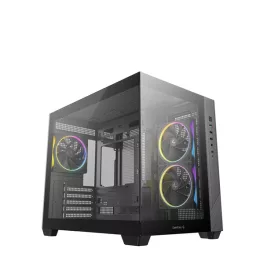   DeepCool Számítógépház - CG330 3F (fekete, ablakos, 3x12cm A-RGB, BTF, mATX, 2xUSB3.0, 1xUSB2.0)