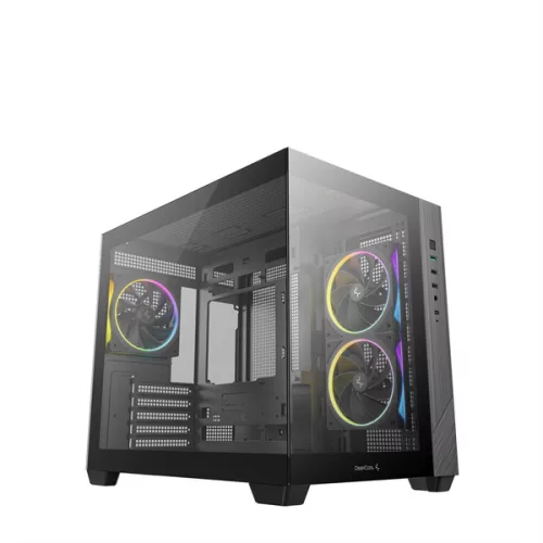 DeepCool Számítógépház - CG330 3F (fekete, ablakos, 3x12cm A-RGB, BTF, mATX, 2xUSB3.0, 1xUSB2.0)