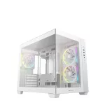 DeepCool Számítógépház - CG330 3F WH (fehér, ablakos, 3x12cm A-RGB, BTF, mATX, 2xUSB3.0, 1xUSB2.0)