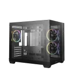 DeepCool Számítógépház - CG330 3F (fekete, ablakos, 3x12cm A-RGB, BTF, mATX, 2xUSB3.0, 1xUSB2.0)