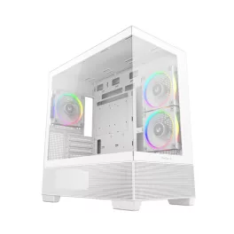   DeepCool Számítógépház - CG380 3F WH (fehér, ablakos, 3x12cm A-RGB, BTF, mATX, 2xUSB3.0, 1xUSB2.0)