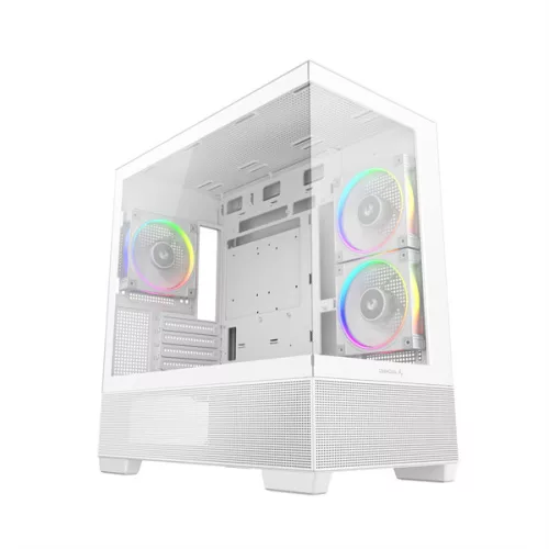 DeepCool Számítógépház - CG380 3F WH (fehér, ablakos, 3x12cm A-RGB, BTF, mATX, 2xUSB3.0, 1xUSB2.0)