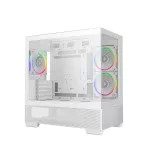 DeepCool Számítógépház - CG380 3F WH (fehér, ablakos, 3x12cm A-RGB, BTF, mATX, 2xUSB3.0, 1xUSB2.0)