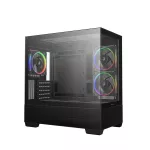 DeepCool Számítógépház - CG380 3F (fekete, ablakos, 3x12cm A-RGB, BTF, mATX, 2xUSB3.0, 1xUSB2.0)