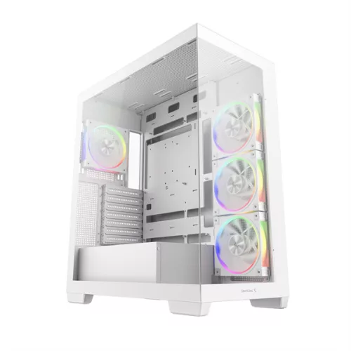 DeepCool Számítógépház - CG580 4F WH V2 (fehér, ablakos, 4x12cm A-RGB, BTF, ATX, 2xUSB3.0, 1xUSB2.0)