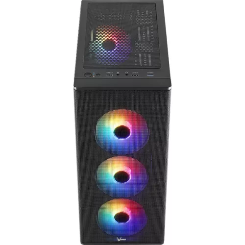 Formula Számítógépház - FG-06 AR (fekete, ablakos, 4x12cm ARGB venti, mATX, 1xUSB3.0, 2xUSB2.0)