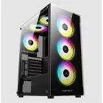 KEEP OUT Számítógépház - XC-210 GLASS (fekete, ablakos, 4x12cm ARGB venti, ATX, 2xUSB2.0, 1xUSB3.0)