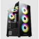 KEEP OUT Számítógépház - XC-210 GLASS (fekete, ablakos, 4x12cm ARGB venti, ATX, 2xUSB2.0, 1xUSB3.0)