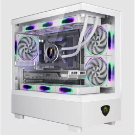   KEEP OUT Számítógépház - XC-301W GLASS (fehér, ablakos, 3x12cm ARGB venti, microATX, 1xUSB2.0, 1xUSB3.0)