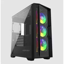   KEEP OUT Számítógépház - XC-500 GLASS (fekete, ablakos, 3x12cm ARGB venti, EATX, microATX, 2xUSB2.0, 1xUSB3.0)
