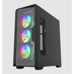 KEEP OUT Számítógépház - XC-500 GLASS (fekete, ablakos, 3x12cm ARGB venti, EATX, microATX, 2xUSB2.0, 1xUSB3.0)