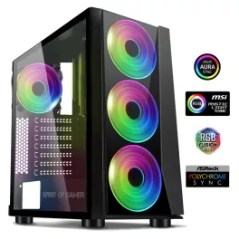   Spirit of Gamer Számítógépház - GHOST III RGB (fekete, ablakos, 4x12cm ventilátor, ATX, mATX, 2xUSB3.0, 1xUSB2.0)