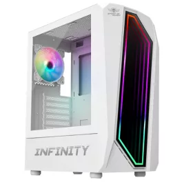   Spirit of Gamer Számítógépház - INFINITY White (fekete, ablakos, 2x12cm ventilátor, alsó táp,  ATX, 1xUSB3.0, 2xUSB2.0)