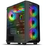 Spirit of Gamer Számítógépház - REBEL NX Black (fekete, ablakos, 4x12cm ventilátor, alsó táp,  ATX, 1xUSB3.0, 2xUSB2.0)