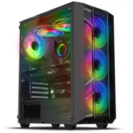   Spirit of Gamer Számítógépház - REBEL NX Black (fekete, ablakos, 4x12cm ventilátor, alsó táp,  ATX, 1xUSB3.0, 2xUSB2.0)