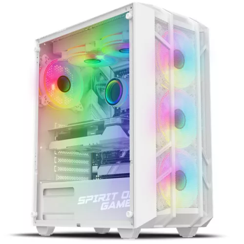 Spirit of Gamer Számítógépház - REBEL NX White (fekete, ablakos, 4x12cm ventilátor, alsó táp,  ATX, 1xUSB3.0, 2xUSB2.0)