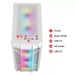 Spirit of Gamer Számítógépház - REBEL NX White (fekete, ablakos, 4x12cm ventilátor, alsó táp,  ATX, 1xUSB3.0, 2xUSB2.0)