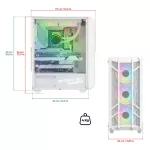 Spirit of Gamer Számítógépház - REBEL NX White (fekete, ablakos, 4x12cm ventilátor, alsó táp,  ATX, 1xUSB3.0, 2xUSB2.0)