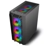 Spirit of Gamer Számítógépház - REBEL NX Black (fekete, ablakos, 4x12cm ventilátor, alsó táp,  ATX, 1xUSB3.0, 2xUSB2.0)