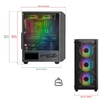 Spirit of Gamer Számítógépház - REBEL NX Black (fekete, ablakos, 4x12cm ventilátor, alsó táp,  ATX, 1xUSB3.0, 2xUSB2.0)