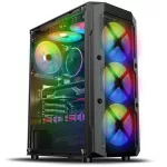 Spirit of Gamer Számítógépház - REBEL XT Black (fekete, ablakos, 4x12cm ventilátor, alsó táp,  ATX, 1xUSB3.0, 2xUSB2.0)