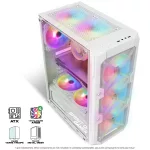 Spirit of Gamer Számítógépház - REBEL XT White (fekete, ablakos, 4x12cm ventilátor, alsó táp,  ATX, 1xUSB3.0, 2xUSB2.0)