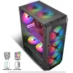 Spirit of Gamer Számítógépház - REBEL XT Black (fekete, ablakos, 4x12cm ventilátor, alsó táp,  ATX, 1xUSB3.0, 2xUSB2.0)