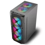 Spirit of Gamer Számítógépház - REBEL XT Black (fekete, ablakos, 4x12cm ventilátor, alsó táp,  ATX, 1xUSB3.0, 2xUSB2.0)