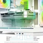 Spirit of Gamer Számítógépház - VIPER CRX White (fekete, ablakos, 6x12cm ventilátor, alsó táp,  ATX, 1x USB-C, 2x USB-A)