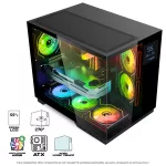 Spirit of Gamer Számítógépház - VIPER CRX Black (fekete, ablakos, 6x12cm ventilátor, alsó táp,  ATX, 1x USB-C, 2x USB-A)